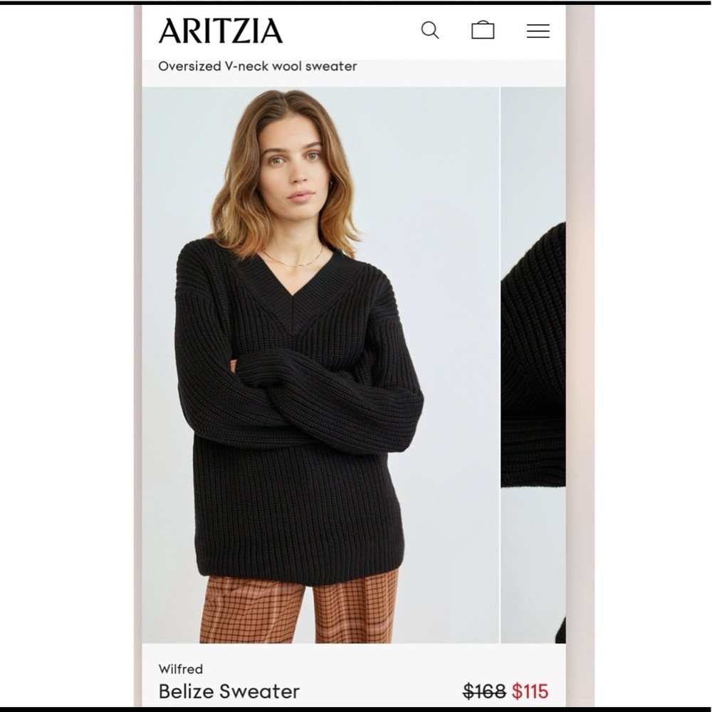 Aritzia Black V-Neck Sweater
